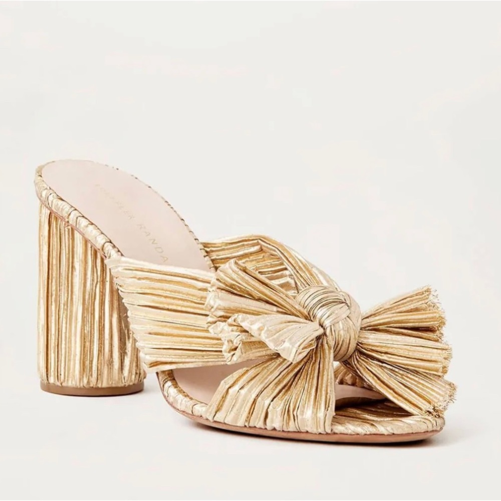 Loeffler Randall Penny Gold Pleated Bow Heel